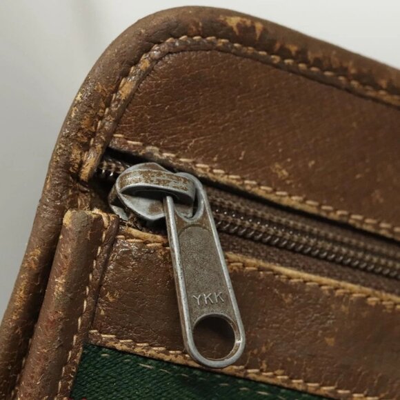 GUCCI GG Supreme Web Sherry Line Bag PVC Beige Green - Picture 8 of 15